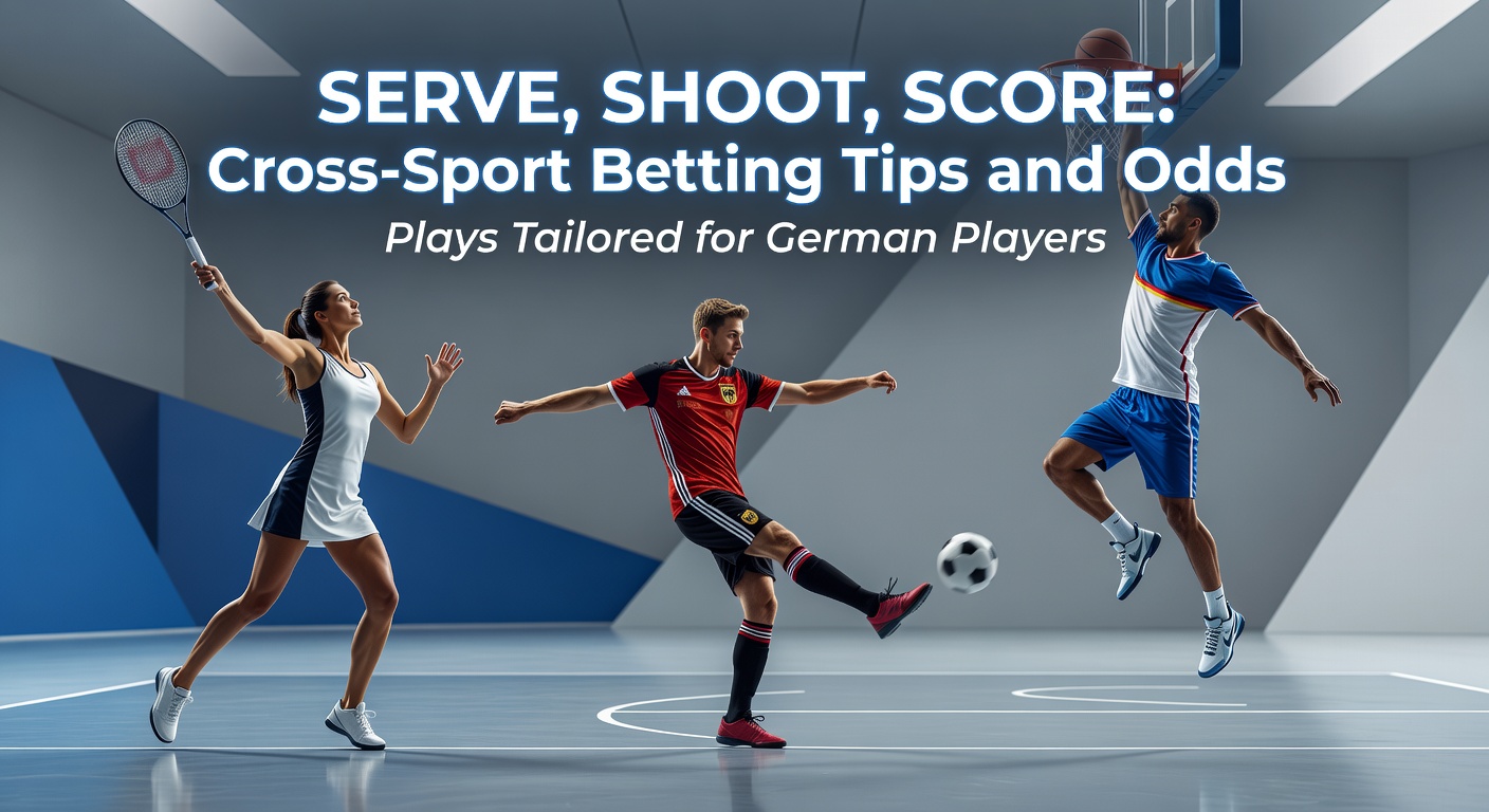 Spieler in Action bei Tennis, Basketball und Fußball – Symbol für cross-sport Wetten